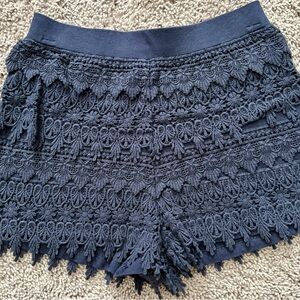 Navy Blue Lace Shorts